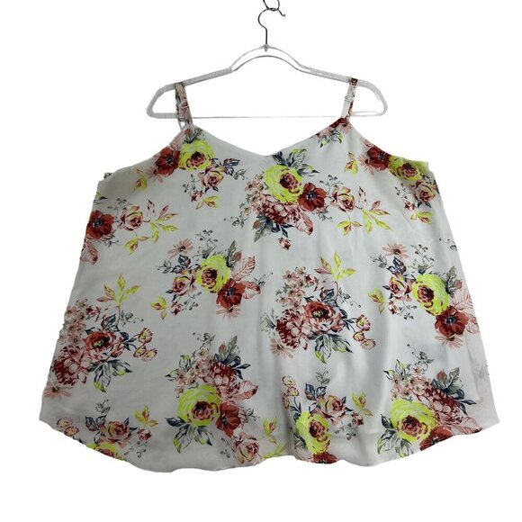 Torrid 2X Sophie Rose Swing Cami Flowy Tank Top White Neon Green Bloomcore Boho - Picture 4 of 10